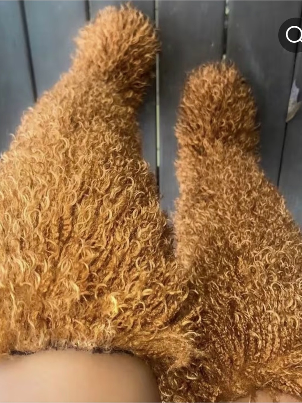Cozy Curly Faux Fur Thigh High Boots in Rich Caramel